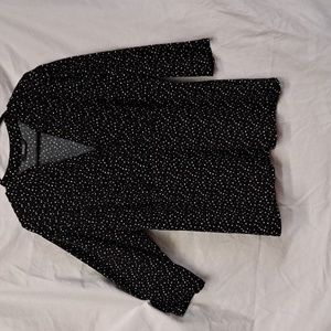 1X Style and Co Ladies Black with white, grey, pink and purple small polka dots